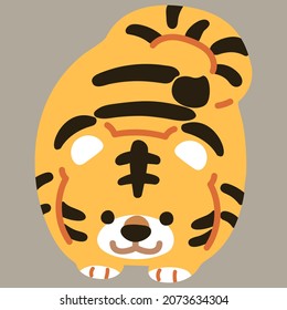 Simple and adorable flat colored tiger waiting