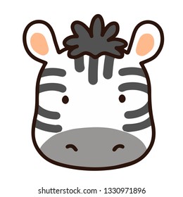 Simple and adorable fluffy zebra head outlined