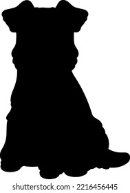 Simple and adorable Fox Terrier sitting in front view silhouette