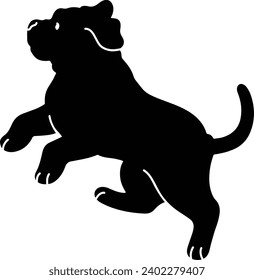 Simple and adorable French Mastiff Silhouette jumping with details