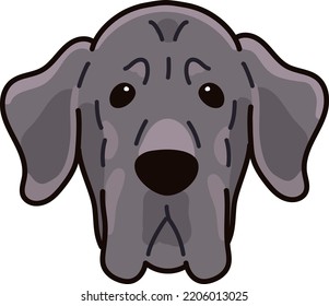 Simple and adorable Great Dane illustration front face