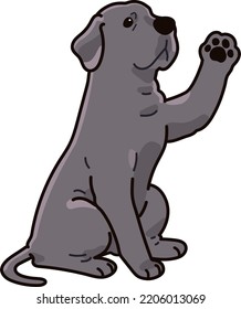 Simple and adorable Great Dane illustration Waving hand