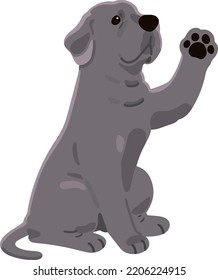 Simple and adorable Great Dane illustration Waving hand flat colored