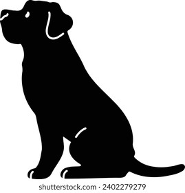 Simple and adorable Great Dane Silhouette sitting in side view with details