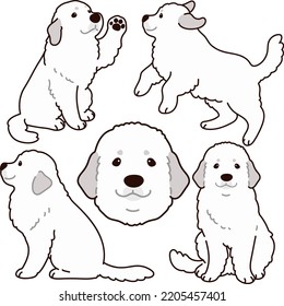 Simple and adorable Great Pyrenees Dog illustrations