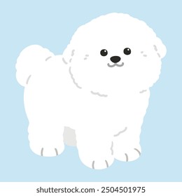 Simple and adorable illustration of Bichon Frise standing