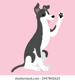Simple and adorable illustration of Italian Greyhound sitting and lifting a paw flat colored