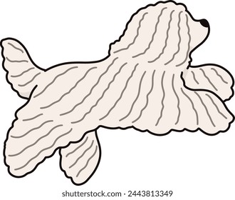 Simple and adorable illustration of Komondor Dog jumping in side view