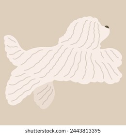 Simple and adorable illustration of Komondor Dog jumping in side view flat colored