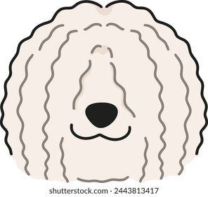 Simple and adorable illustration of Komondor Dog front face