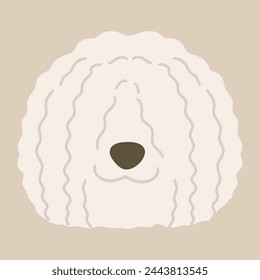 Simple and adorable illustration of Komondor Dog front face flat colored