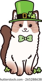 Simple and adorable illustration of ragdoll sitting in front view