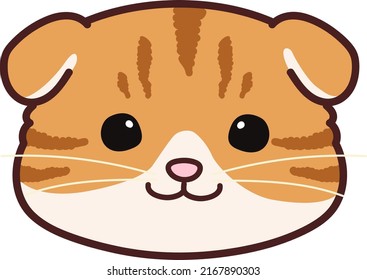 Simple and adorable illustration of Scottish Fold cat front face