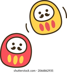 Simple and adorable Japanese daruma doll illustrations