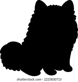 Simple and adorable Japanese Spitz sitting Silhouette