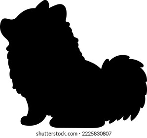 Simple and adorable Japanese Spitz sitting in side view Silhouette