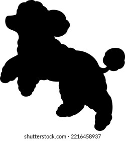 Simple and adorable jumping Poodle dog Silhouette