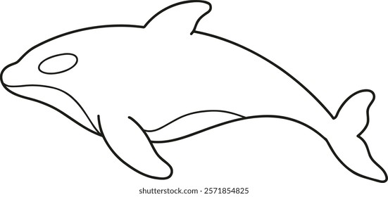 Simple and adorable Killer Whale line art illustration