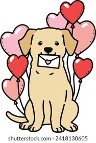 Simple and adorable Labrador Retriever Valentine's Day illustration