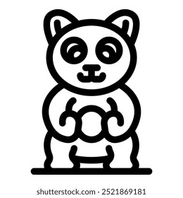 Simple and adorable line icon of a panda bear holding a bamboo shoot, perfect for animal lovers and nature enthusiasts