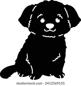 Simple and adorable Maltese dog sitting Silhouette with details