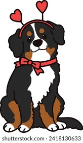 Simple and adorable Mountain Dog Valentine's Day illustration