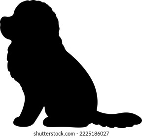 Simple and adorable Newfoundland dog Silhouette sitting in side view