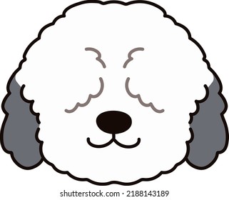 Simple and adorable Old English Sheepdog illustration front head