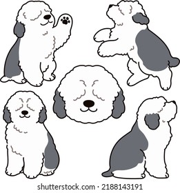 Sencillas y adorables ilustraciones de Old English Sheepdog