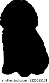 Simple and adorable Old English Sheepdog Silhouette sitting in front view