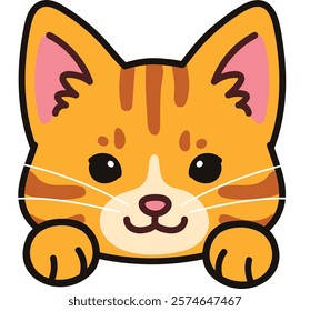 Simple and adorable Orange Tabby Cat front face with paws