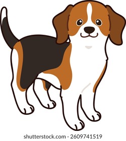Simple and adorable outlined Beagle illustration standing