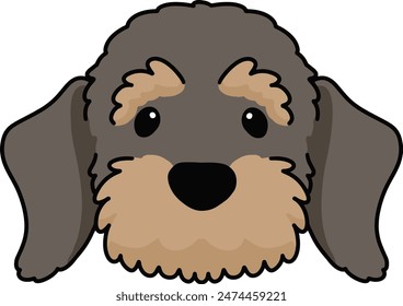 Simple and adorable outlined illustration of Wire Haired Dachshund face