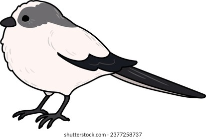 Simple and adorable outlined Long-tailed tit illustration