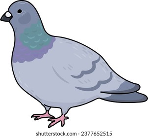 Simple and adorable outlined Pigeon illustration