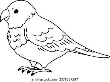 Simple and adorable Parakeet illustration with only outlines