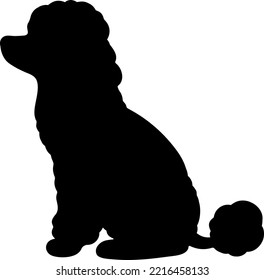 Simple and adorable Poodle dog Silhouette sitting in side view