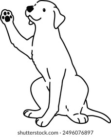 Simple and adorable Rhodesian Ridgeback lifting a paw outlines only