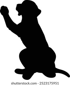 Simple and adorable Rhodesian Ridgeback lifting a paw in silhouette