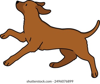 Simple and adorable Rhodesian Ridgeback running in side view outlined