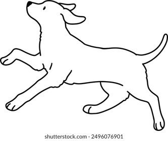 Simple and adorable Rhodesian Ridgeback running in side view outlines only