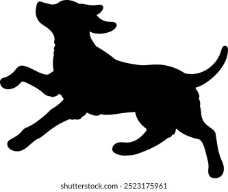 Simple and adorable Rhodesian Ridgeback running in side view silhouette