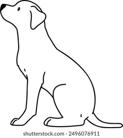 Simple and adorable Rhodesian Ridgeback sitting in side view outlines only