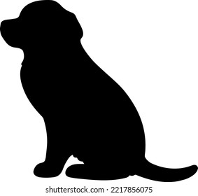 Simple and adorable Rottweiler dog Silhouette sitting in side view