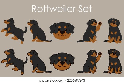 Einfache und hübsche Rottweiler-Set-Illustrationen