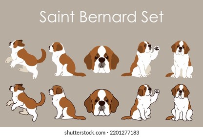 Sencillas y adorables ilustraciones de San Bernardo Perro