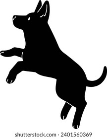 Simple and adorable silhouette of Doberman Pinscher jumping