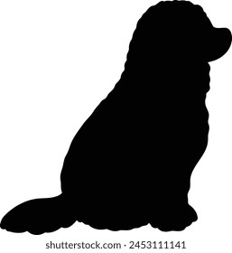 Simple and adorable silhouette of Komondor Dog sitting in side view