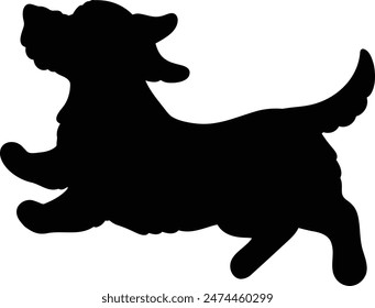 Simple and adorable silhouette of Wire Haired Dachshund jumping