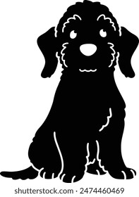 Simple and adorable silhouette of Wire Haired Dachshund sitting in front view